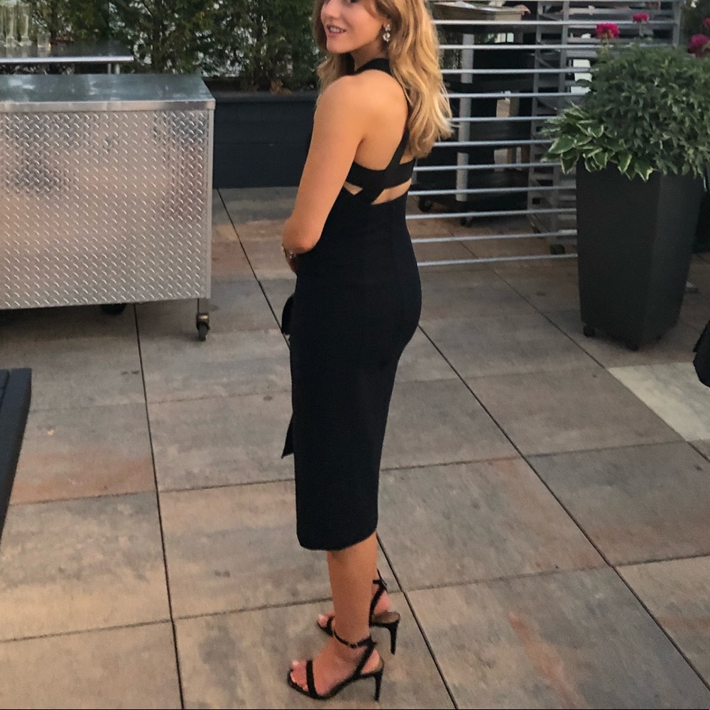 Elizabeth and James Navy Stretch Midi Dress